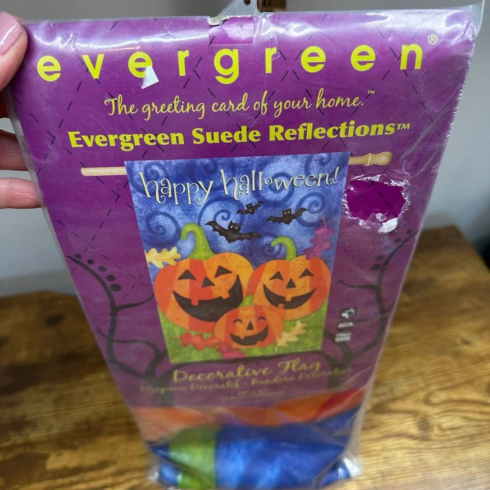 Evergreen Suede Reflections Halloween House Flag Spooky Boos Pumpkins 29x43 NEW